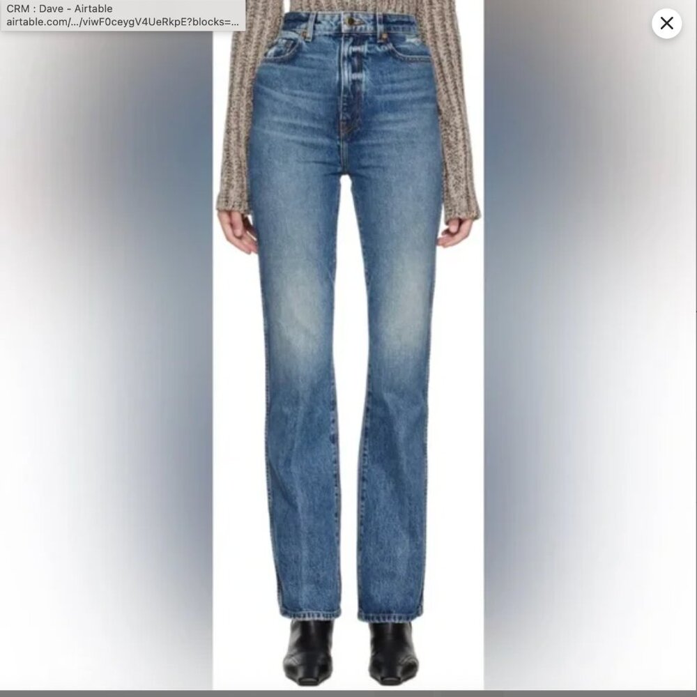 Khaite Danielle 100% cotton denim Jeans, size 27